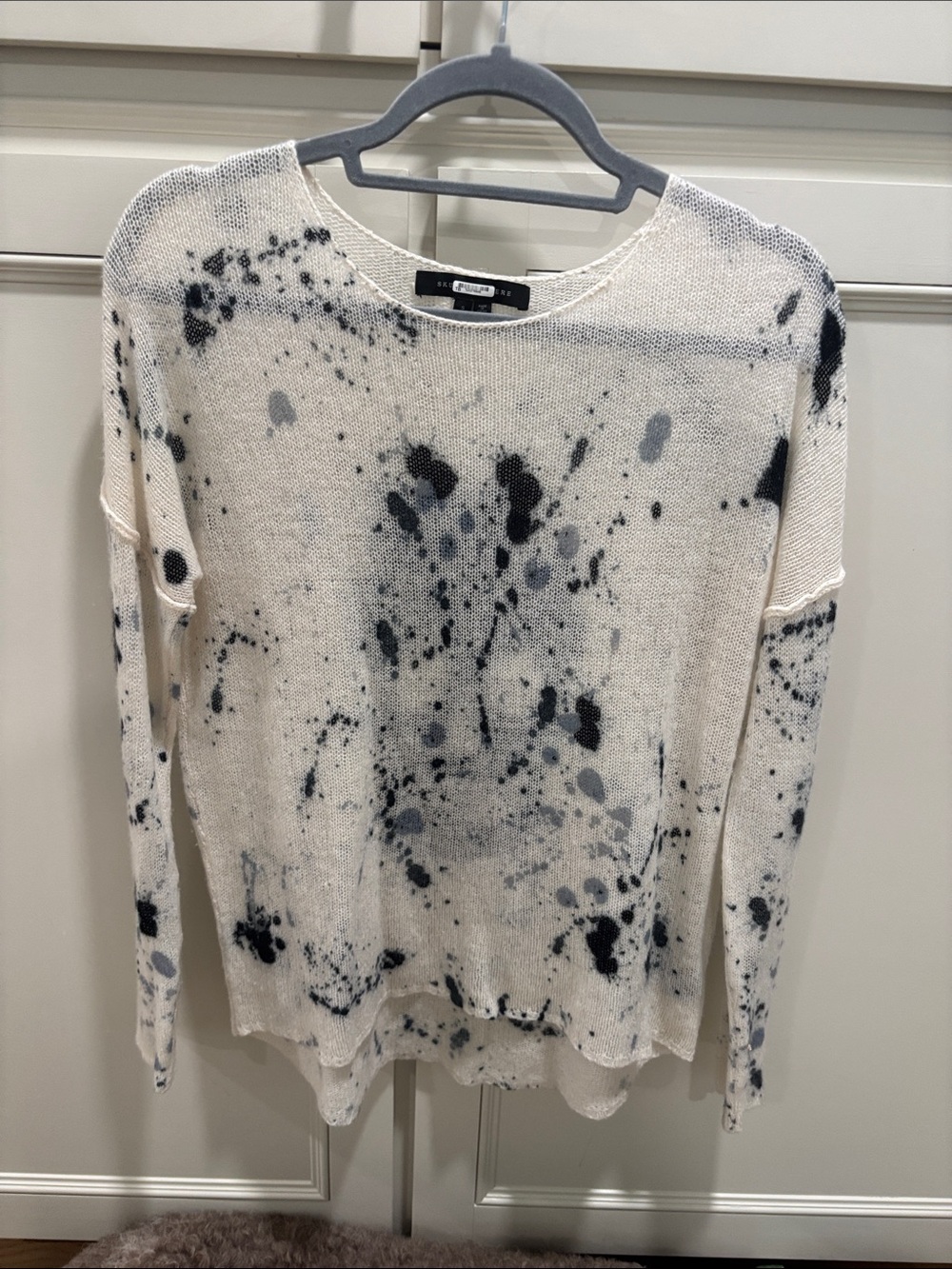 Skull Cashmere Lightweight cream Knit Splatter Pullover